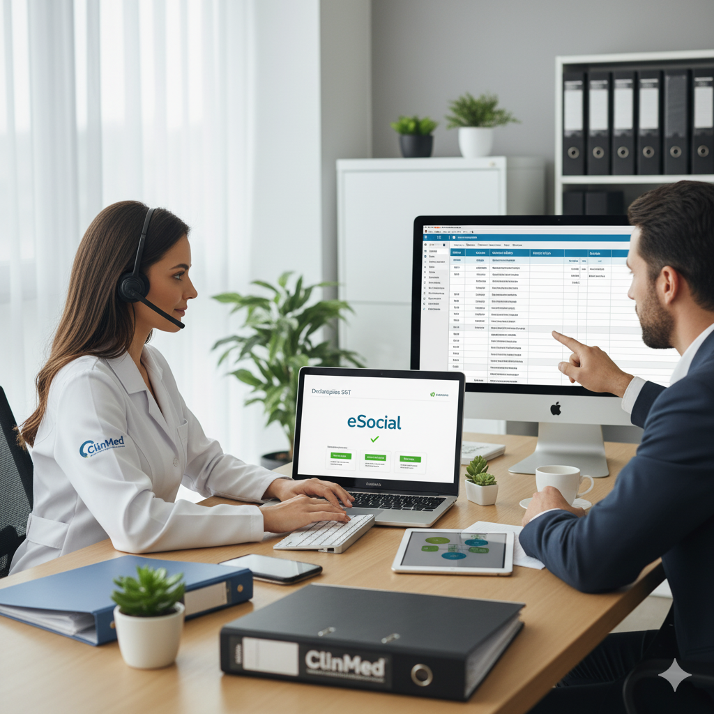 Logo do eSocial em uma tela de computador